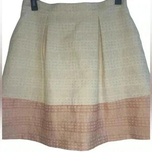 Antonio Melani High Waisted Pleated Cream & Pink Skirt Size 12